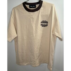 Homme Femme T-Shirt Crew Neck Biege/Brown Size L‎ NWOT